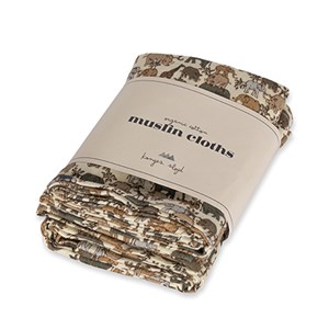 Konges Sløjd - 3 Pack Muslin Cloths / Stofbleer, Safari